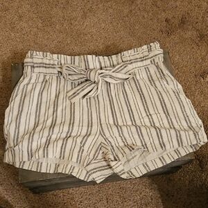 Striped Women's Shorts in Cream and Black